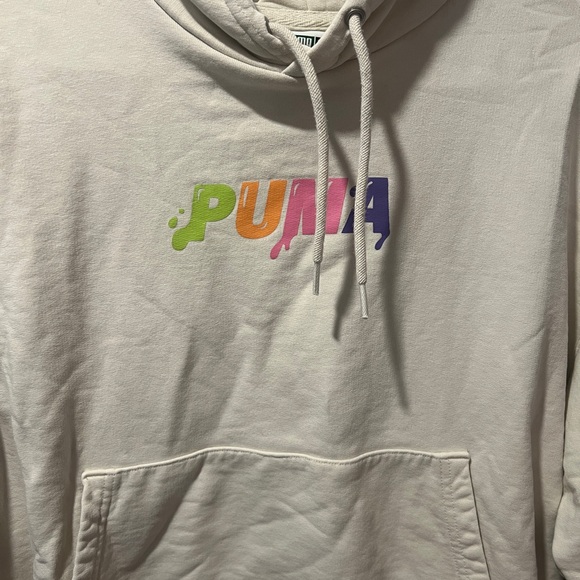 PUMA Men's Unisex Off-White Hoodie with Multicolor Logo size Medium - Picture 6 of 10
